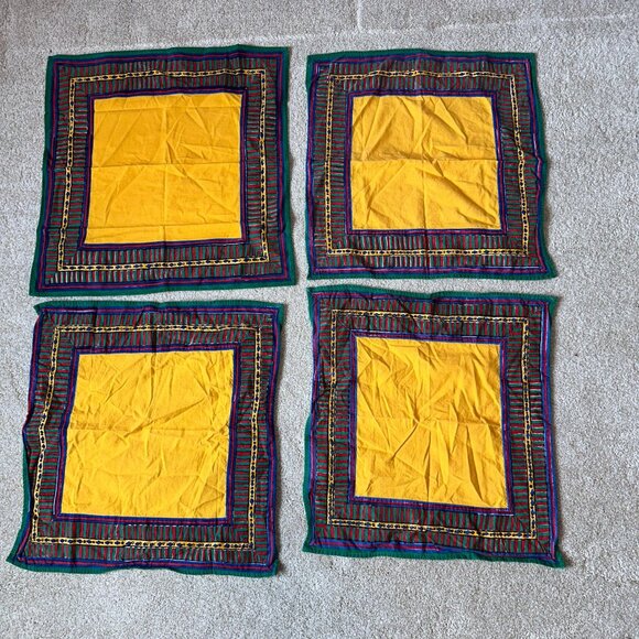 Vtg 90s Pottery Barn Primary Colors Set of 4 Placemats Cotton Red Green Yellow - Picture 2 of 5